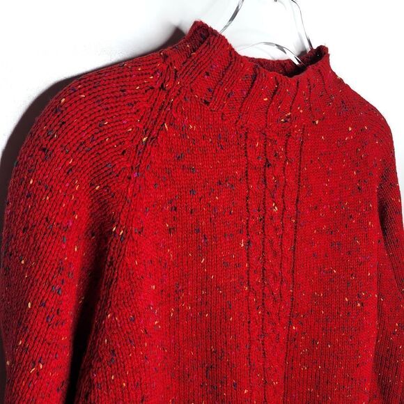 Vintage Sitting Duck Red Confetti, Mock Neck, Wool Blend Women's Sweater - Picture 4 of 10
